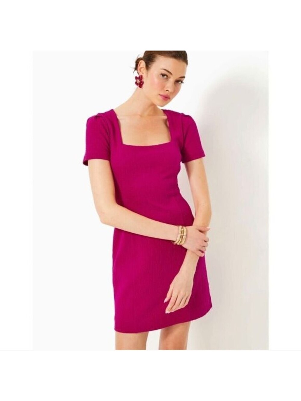 Lilly Pulitzer Shift Dress Womens XL Brinley stretch Mystique Pink Knit Jacquard